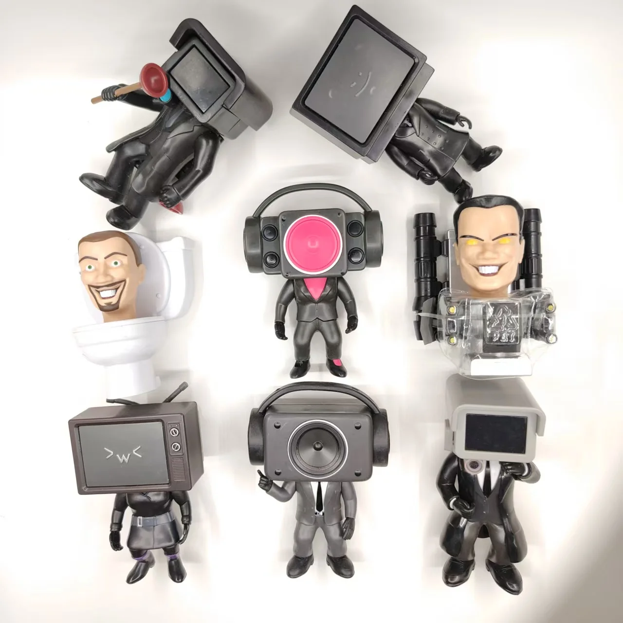 

Skibidi Toilet Clock Drill Man Action Figures With Original Code Cameraman Speakerman Character Model Collection Toys Kids Gift