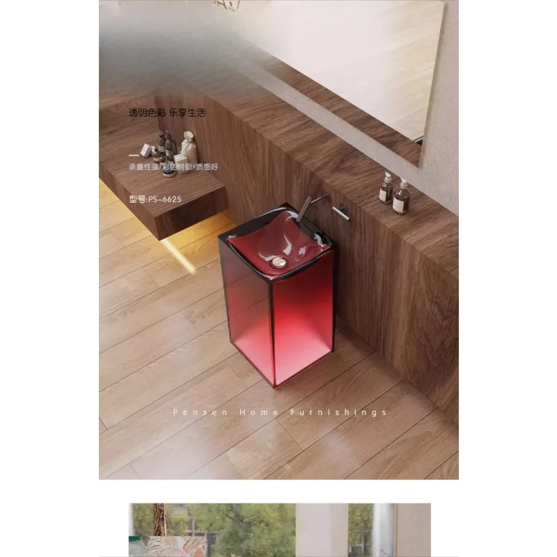 Column basin integrated floor wash basin