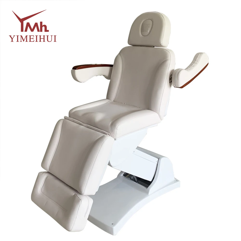 أثاث الصالون الأبيض 3 محركات معالجة مستحضرات التجميل الكهربائية طاولة التدليك كرسي جمالي فاخر سرير التجميل الكهربائي