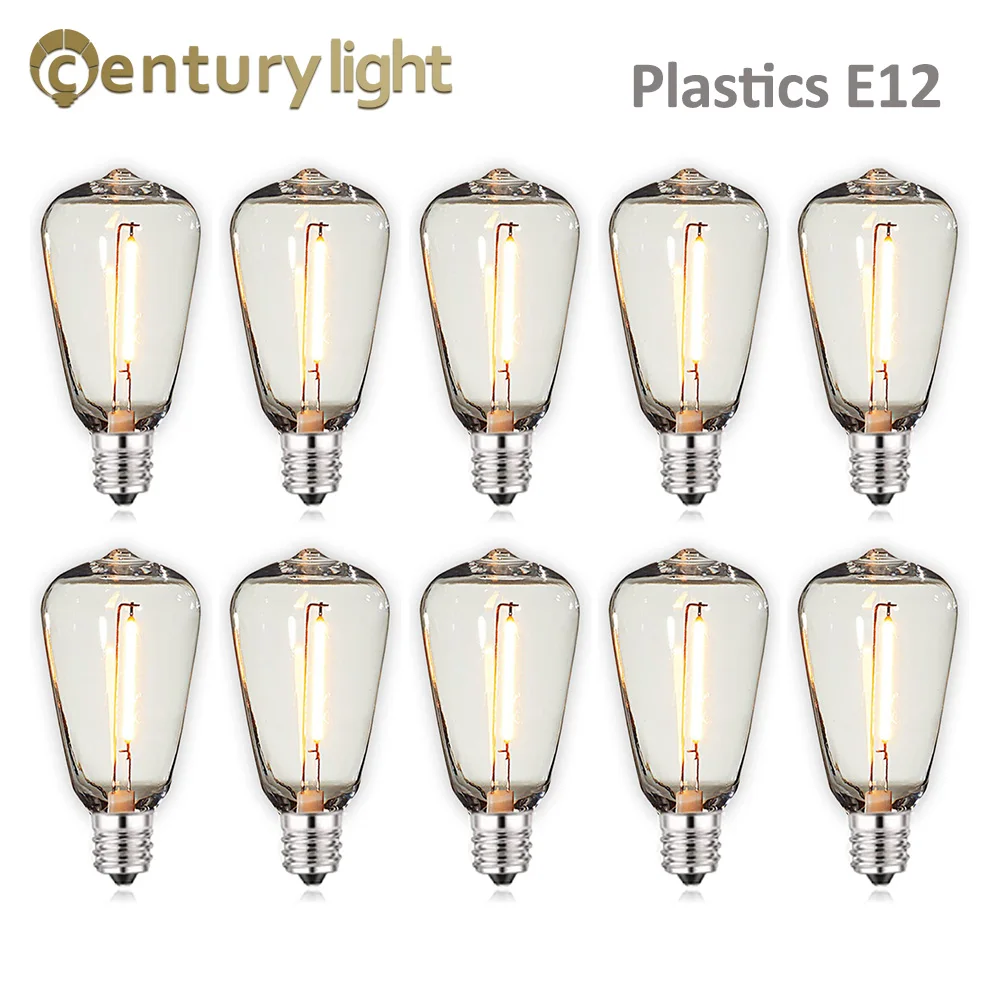 Plastic ST38 LED Light Bulb E12 1W Shatterproof Edison LED Filament Bulbs Waterproof Street Garland Outdoor Replacement Bulbs