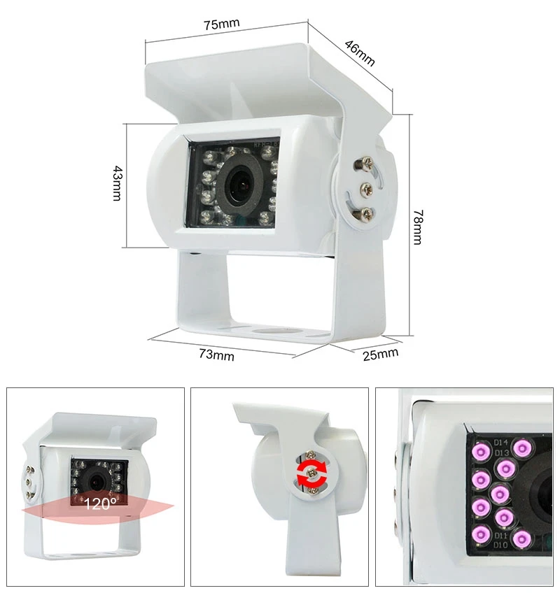 DIYKIT 4PIN RCA HD CCD IR للرؤية الليلية سيارة الرؤية الخلفية عكس كاميرا لموقف السيارات لشاحنة فان حافلة شاحنة بيضاء
