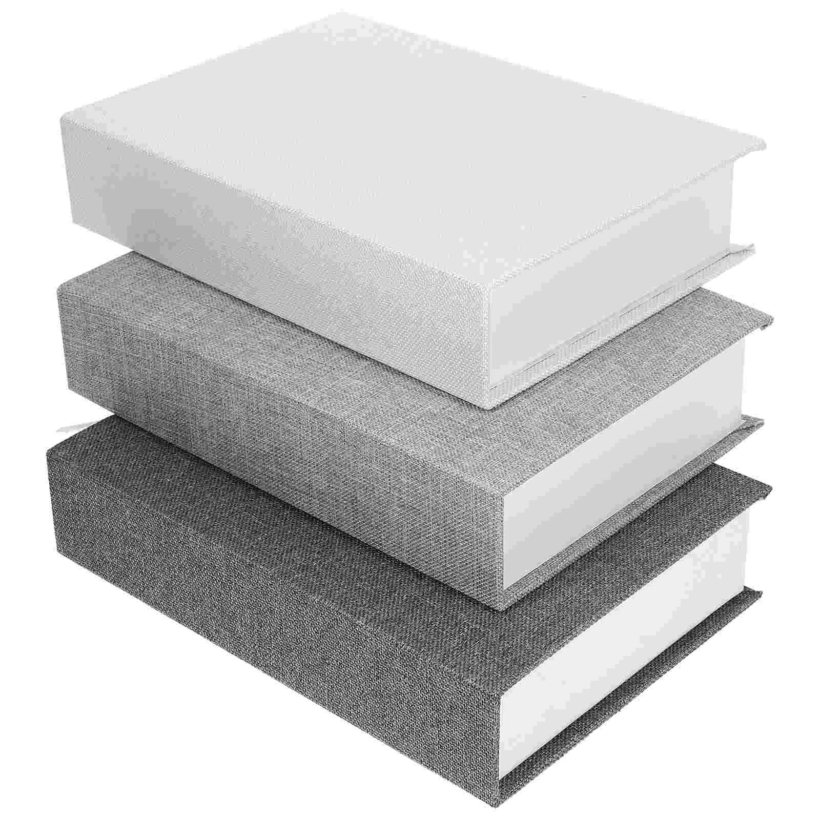 

3 Pcs Imitation Book Decoration Homesteading Books Fake Boxes Bookshelf Imitated Ornament Linen Model Paper Prop Office