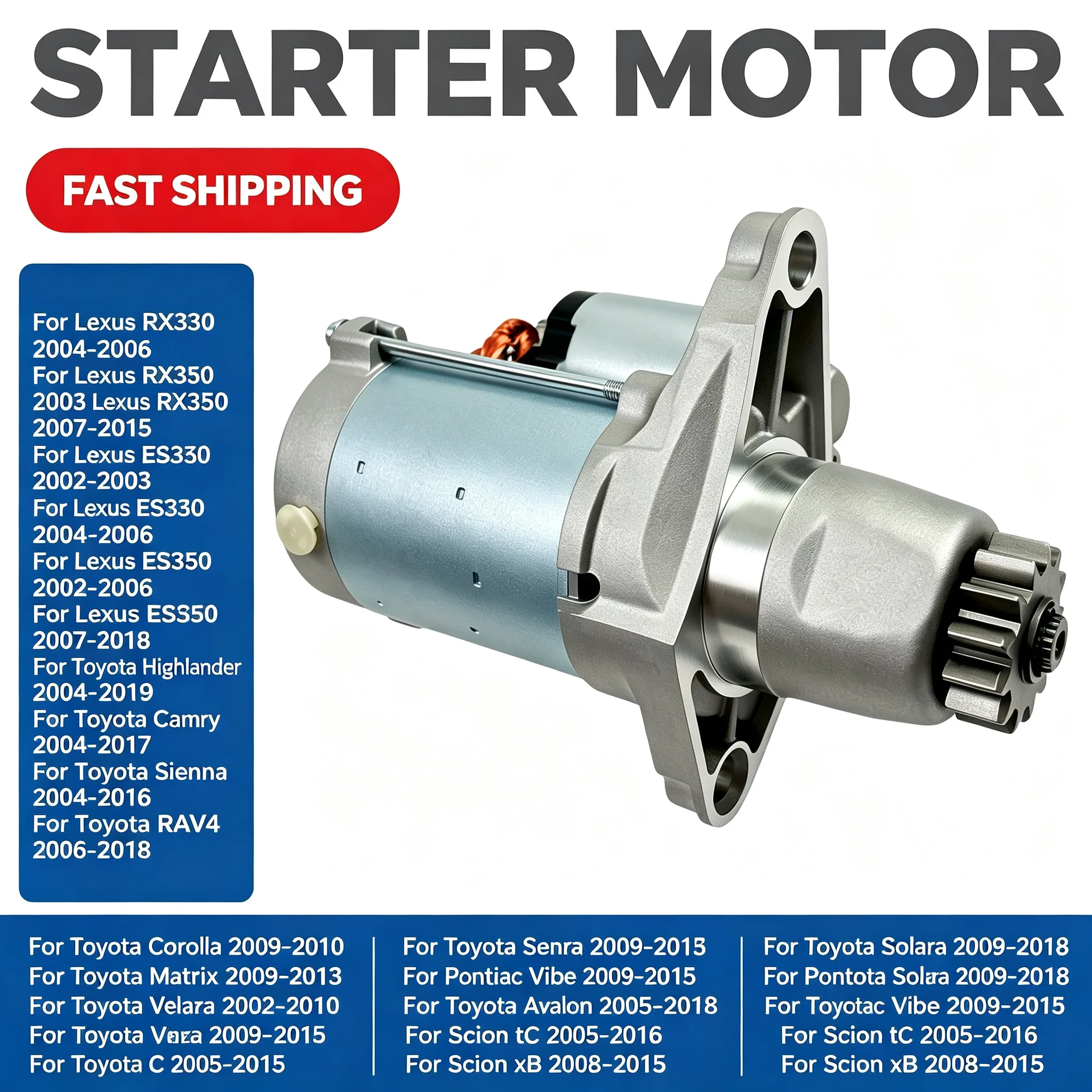 1PCS Starter Motor For Lexus RX330 RX350 NX200t ES330 ES300 ES350 For Toyota Highlander Camry Corolla Matrix Sienna RAV4 Venza
