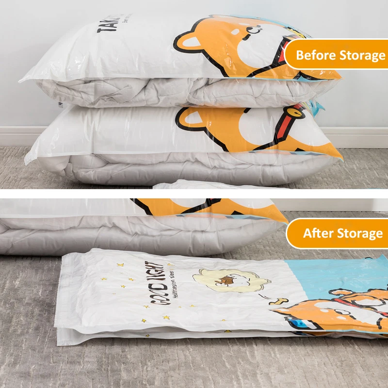 Cute Shiba Inu Vacuum Compression Bags For Clothes Travel Storage Bag Cartoon Thickened Comforter Dust Proof Storage Organizer