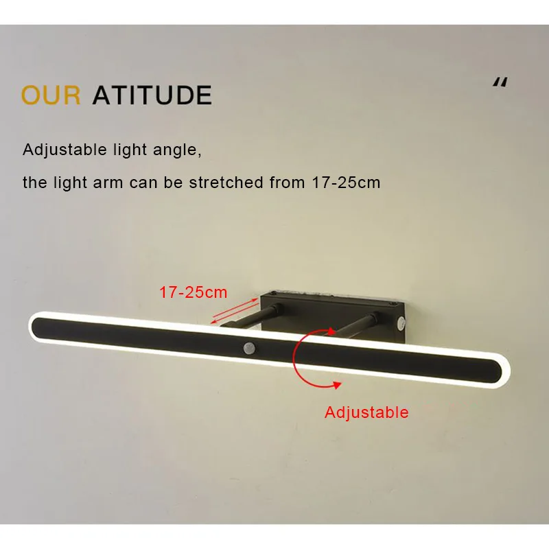 Imagem -03 - Sensor de Movimento Espelho Luz Led Wall Lamp Banheiro Wall Light 40cm Ac85 265v Iluminação Interior Home Decor Quarto Wall Sconce