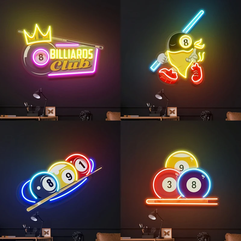 

Billiards Neon Sign Custom Game Room Led Neon Light Art Decor Signs Lights for Bar Store Wall Sport Club Pub Neon Decoration