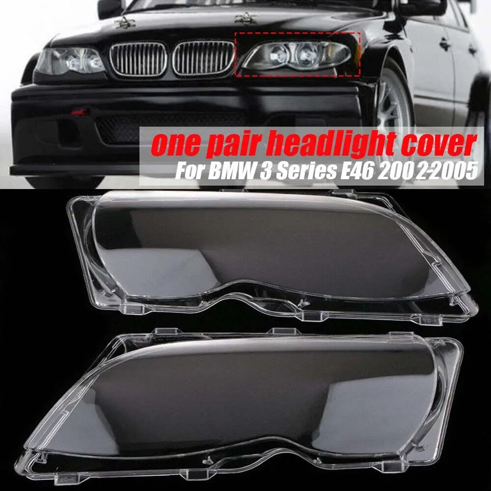 Car Headlight Clear Lens Headlamp Clear Cover for BMW E46 4Door Sedan 2002-2005 Car Replacement Parts