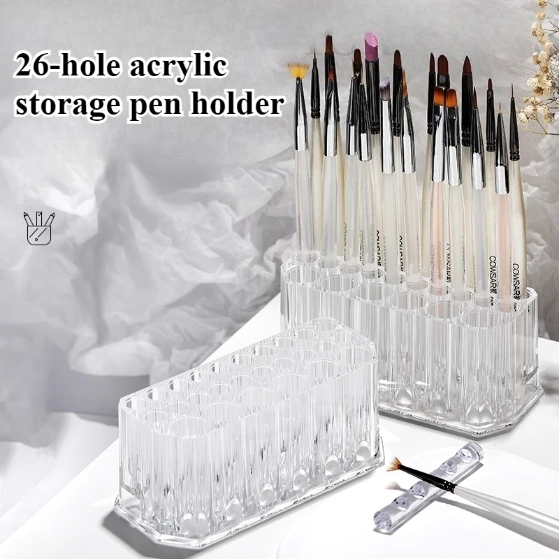 Acrylic 26 Holes Acrylic Makeup Brush Holder Organizer Eyeliner Eyebrow Pencil Makeup Brush Drying Box Makeup Tool Storage Shelf