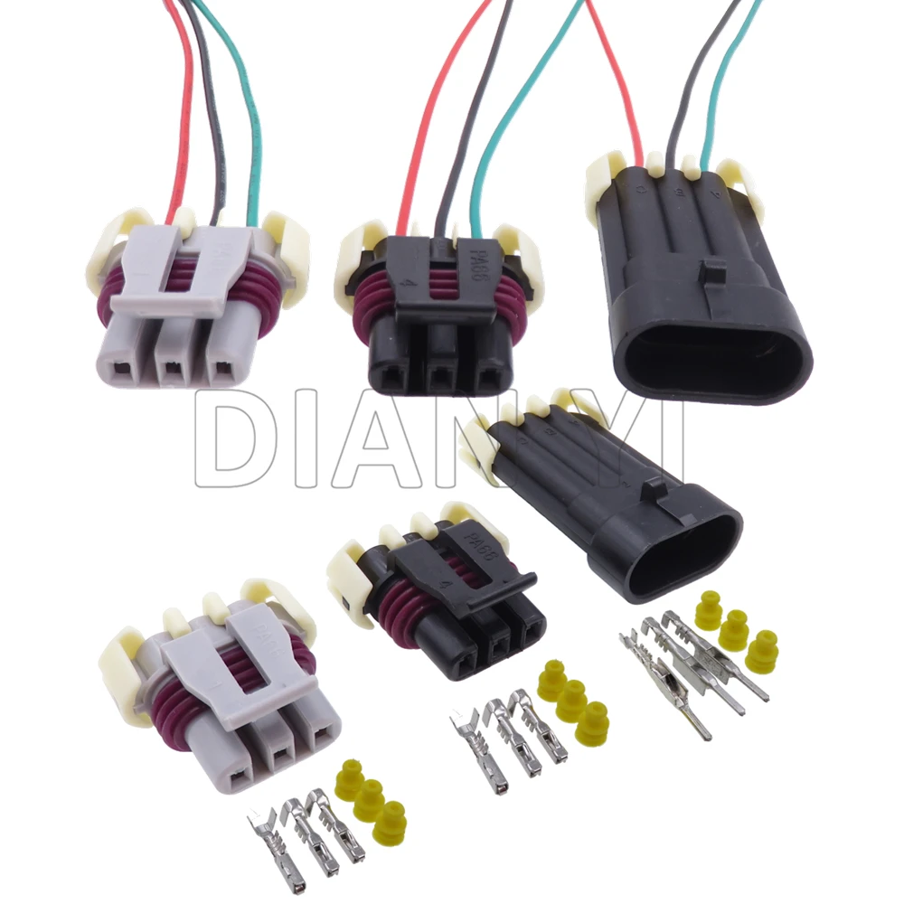 1 Set 3 Way Starter Car Electrical Socket with Terminal  12129946 12059595 Auto Crank Engine Speed Sensor Wire Cable Connector