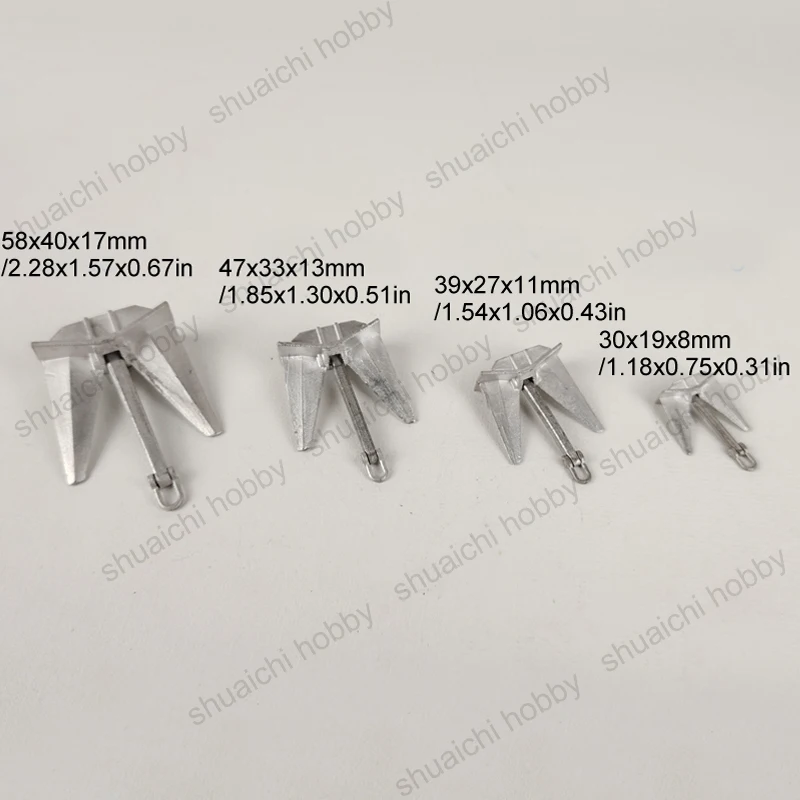 1PCS RC เรือ Bower Anchor เคลื่อนย้ายได้ Rod ความยาว 58/47/39/30 มม.Mini Head Anchor สําหรับ DIY Marine ของเล่นอุปกรณ์ตกแต่ง