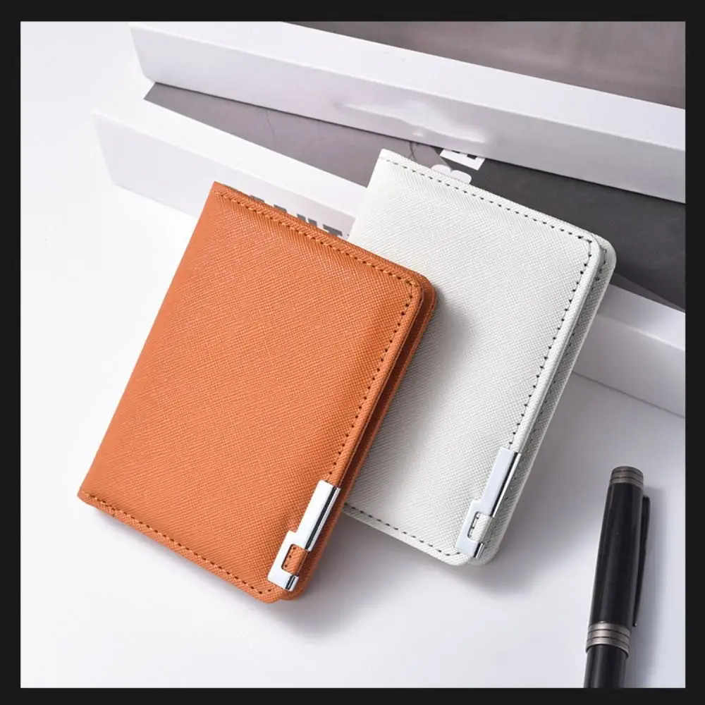 

Minimalist PU Leather Retro Men's Wallet Two-Fold Ultra Thin Multiple Pockets Orange Black Grey White Coin Purse Credit Card