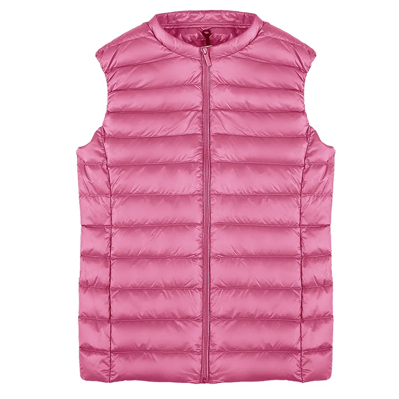 0-10℃ Autumn Winter Women Ultra Light Down Vest Coat Sleeveless O-Neck Duck Down Jackets Female Collarless Windproof Waistcoat