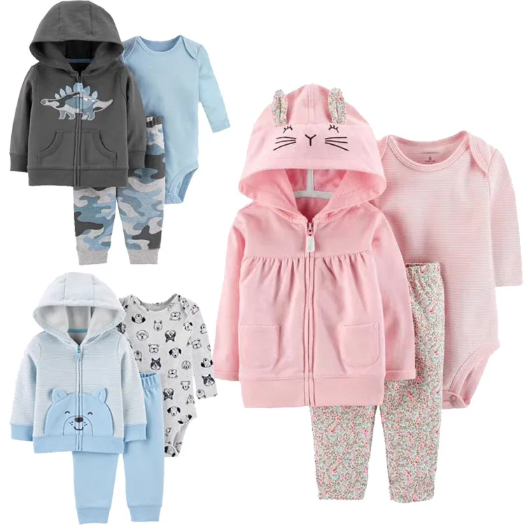 Children's Hoodie Set Kids Clothes Baby Boys Clothing Mickey Hooded Casual Sweaters Hooded Sweatshirt+pants+Bodysuits 3pcs/set