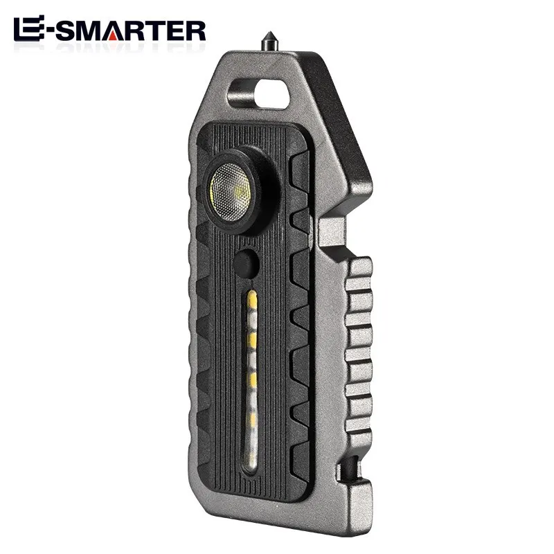 Mini LED Rechargeable Flashlight Keyring Survival Whistle Feature Light Black Silver Color Hiking Camping Portable Flashlight