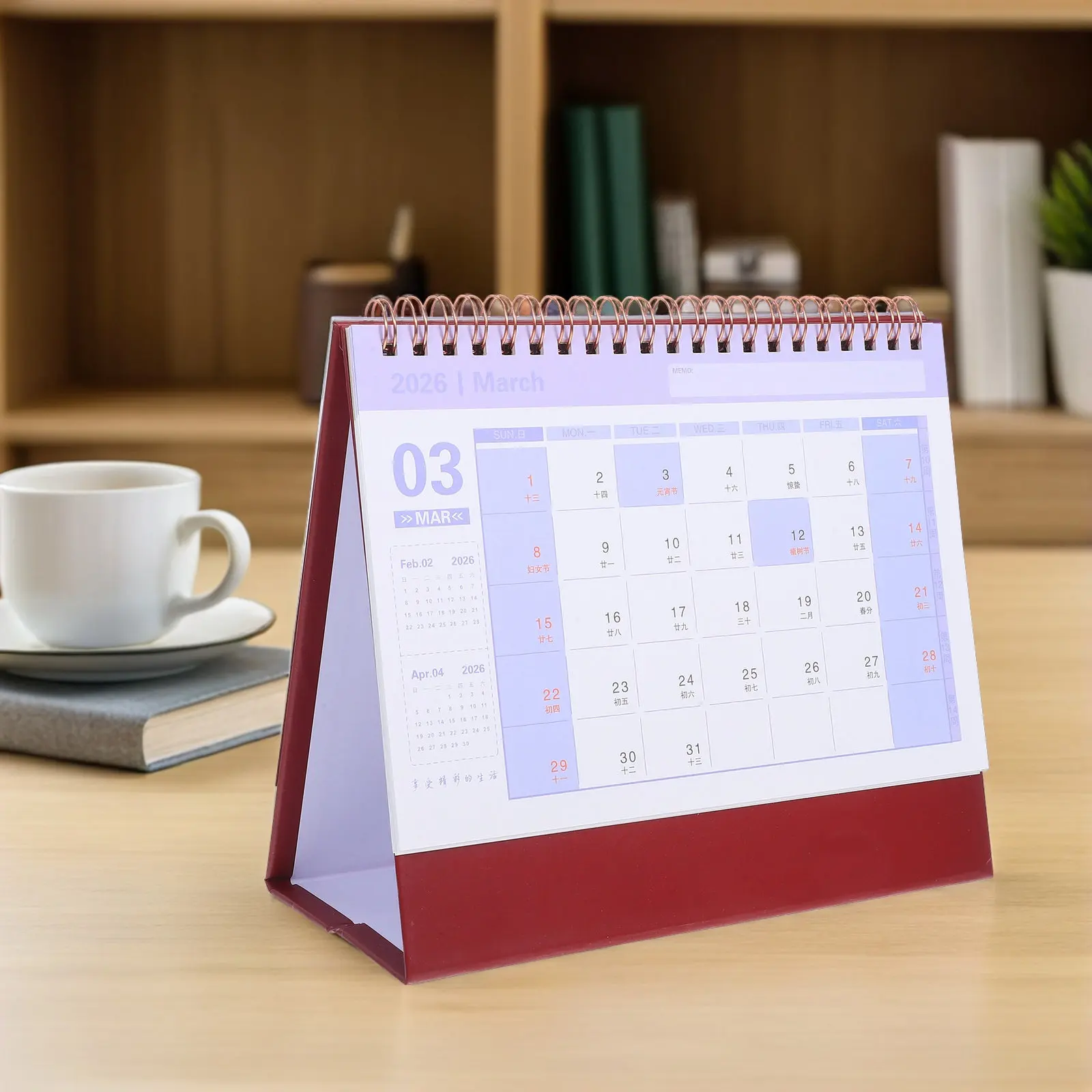 

2026 Desk Planner Minimalist Freestanding Flip Calendar Small Compact Daily Schedule Calendar Thick Paper for Office Home Decor