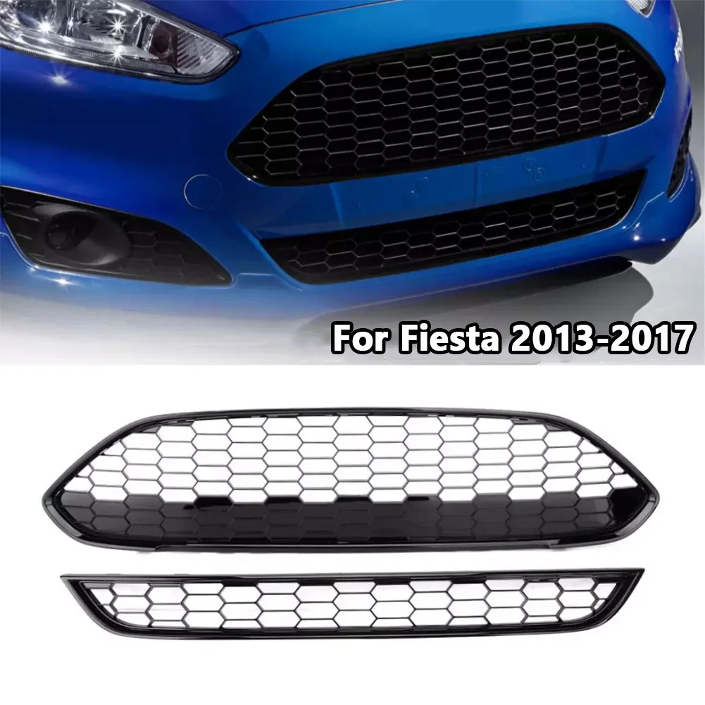 

2Pcs Front Hood Bumper Upper Lower Grill Grille Replacement 1778260 1801358 Automobile Honeycomb Mesh Air Intake Radiator Grille