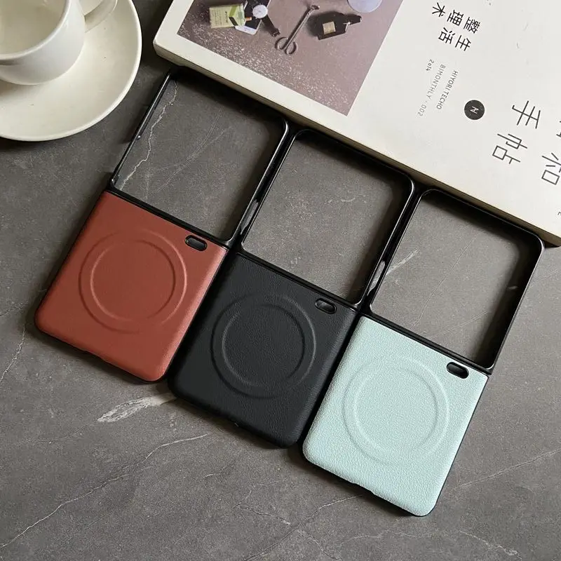 

For Samsung Galaxy Z Flip 7 Case Soft PU Skin Magnetic wireless charging Protect Back Cover Case For Samsung Z Flip 7 6 5 Shell