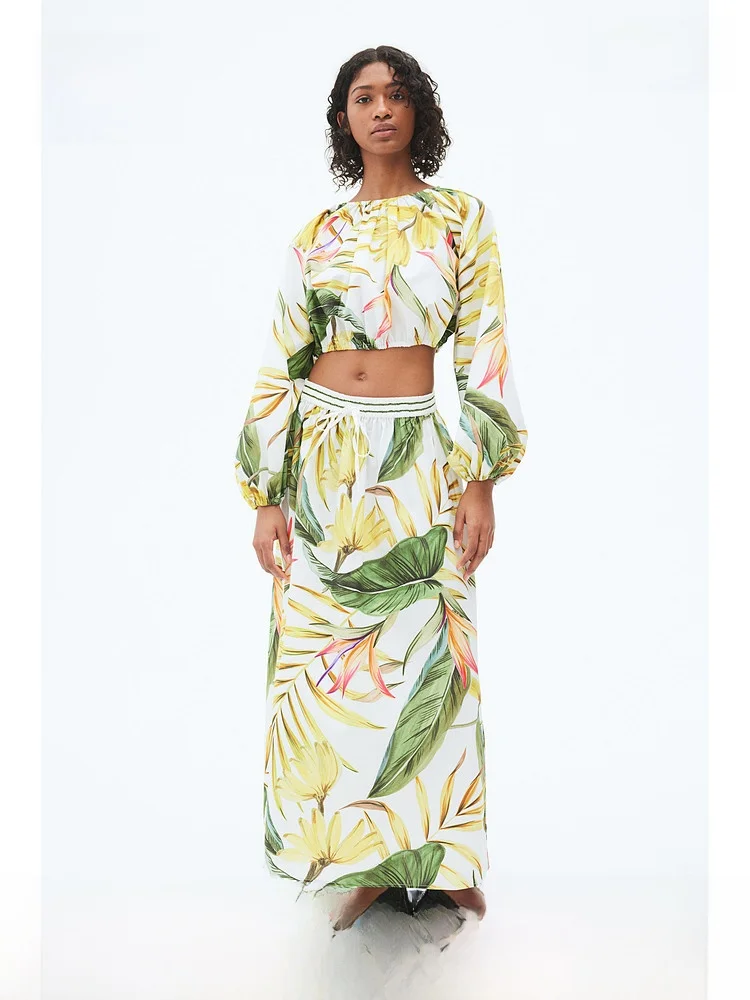 

Женская шелковая юбка H&M весенней коллекции, длинная, с высокой талией, 100% хлопок, модная, премиум-коллекция для женщин