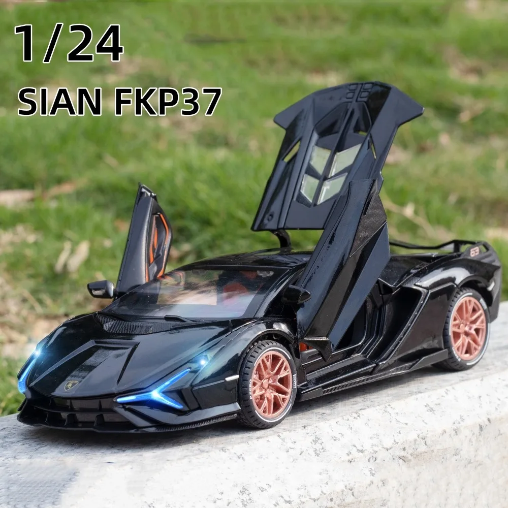 1:24 Lambor Sian FKP37 Alloy Diecast Sport Car Toy Model Simulation Tail Wing Lift Pull Back Model Ornament Boy Gift Collection