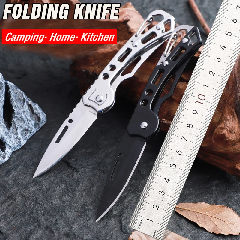 Stainless Steel Keychain Folding Knife Sharp Fruit Peeler Outdoor Camping Small Size Pocket Knives