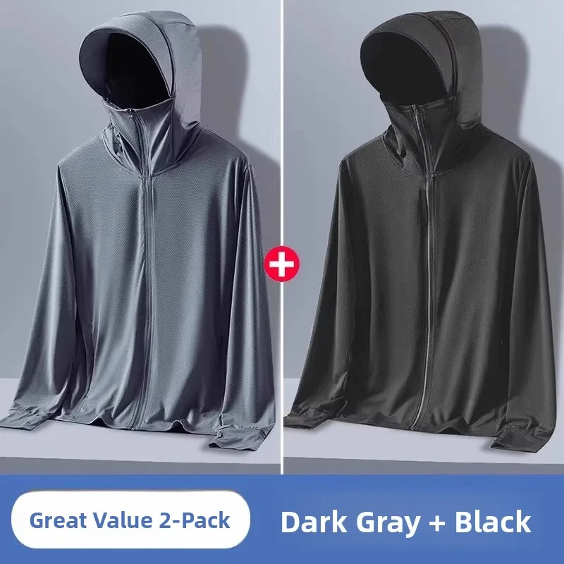 

Trendy Ice Silk Men's Outdoor Fishing Jacket 2025 New UV Protection Lightweight Breathable Sunscreen Clothing Loose Fit Long ...