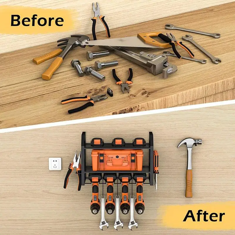 Imagem -03 - Broca Elétrica Suporte Wall Mount Power Tool Rack Chave Organizer Oficina Chave de Fenda Armazenamento Prateleira Acessórios