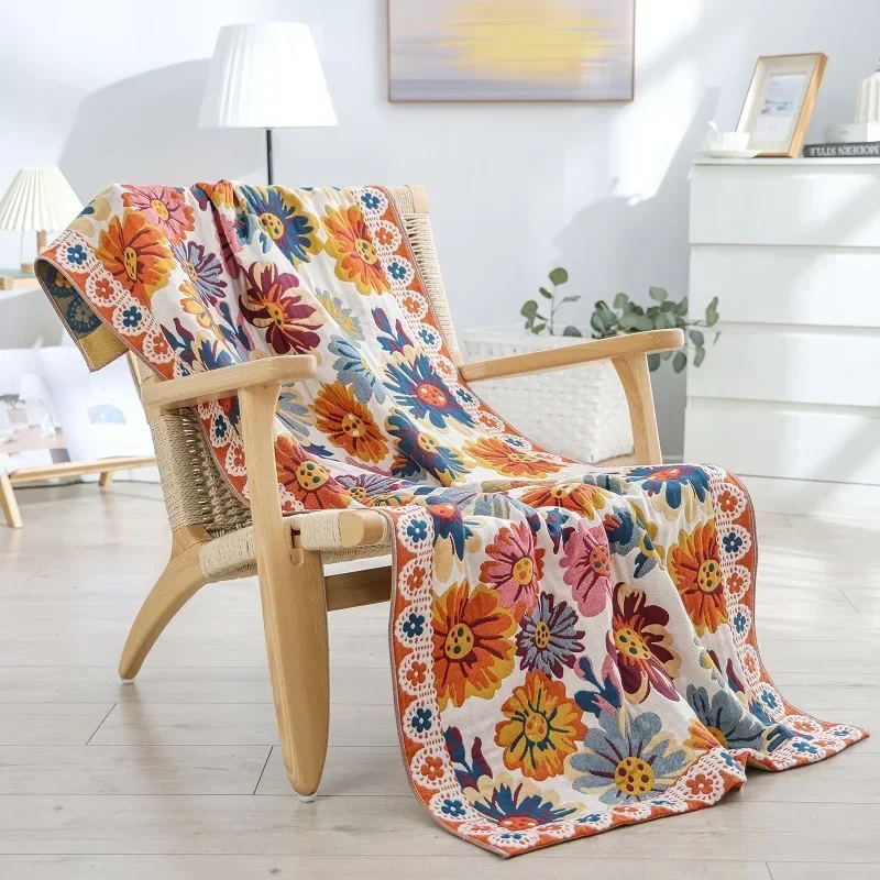 

Пляжное полотенце Country Flowers для взрослых, мягкое, большого размера, из хлопковой марли, жаккардовое, для бассейна, быстросохнущее