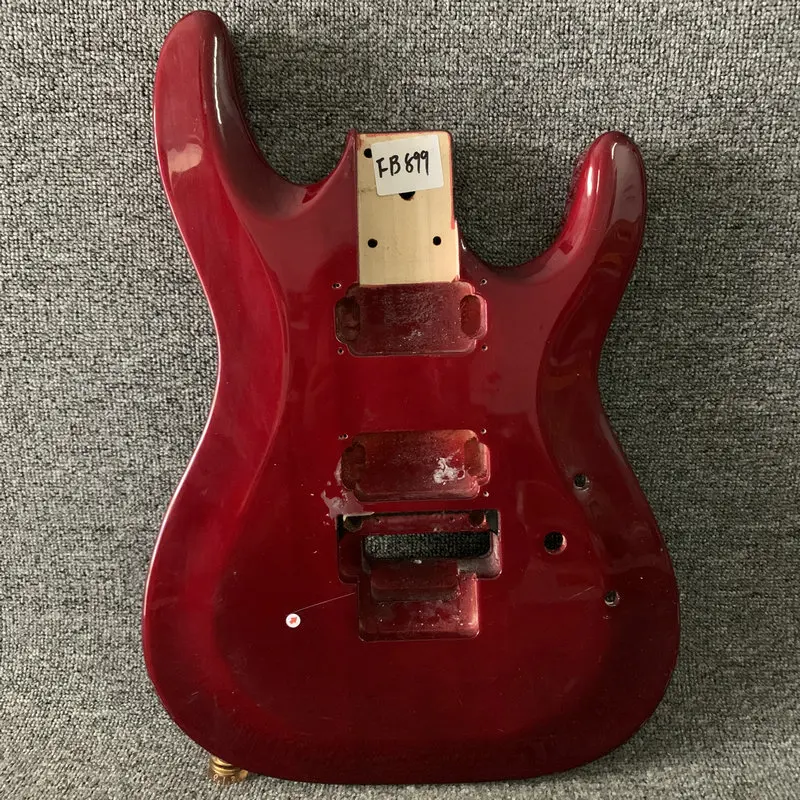 FB899 Red Color 2 Humbucker Pickups Floyd Rose Electric Guitar Body in Solid Basswood with Damages for Guitar Replace and DIY