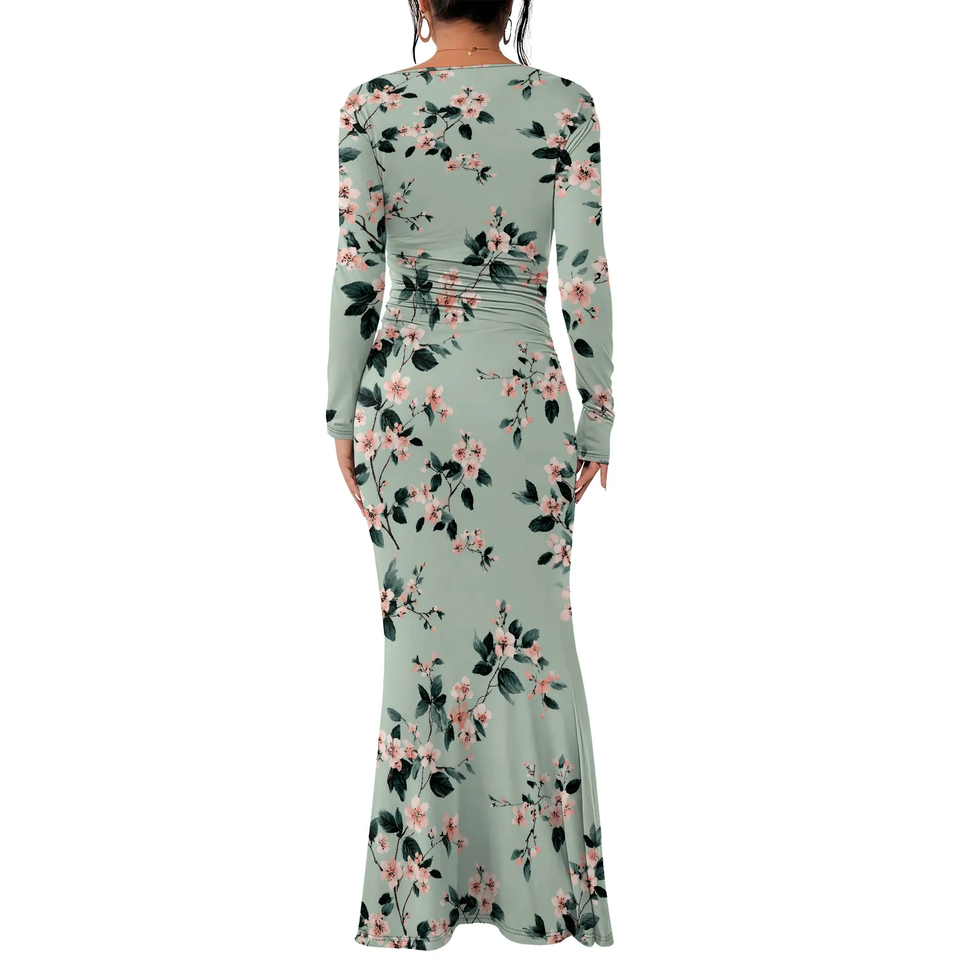 ผู้หญิงเซ็กซี่Elegantแขนยาวปิดไหล่Bodyconชุดราตรียาวอย่างเป็นทางการ