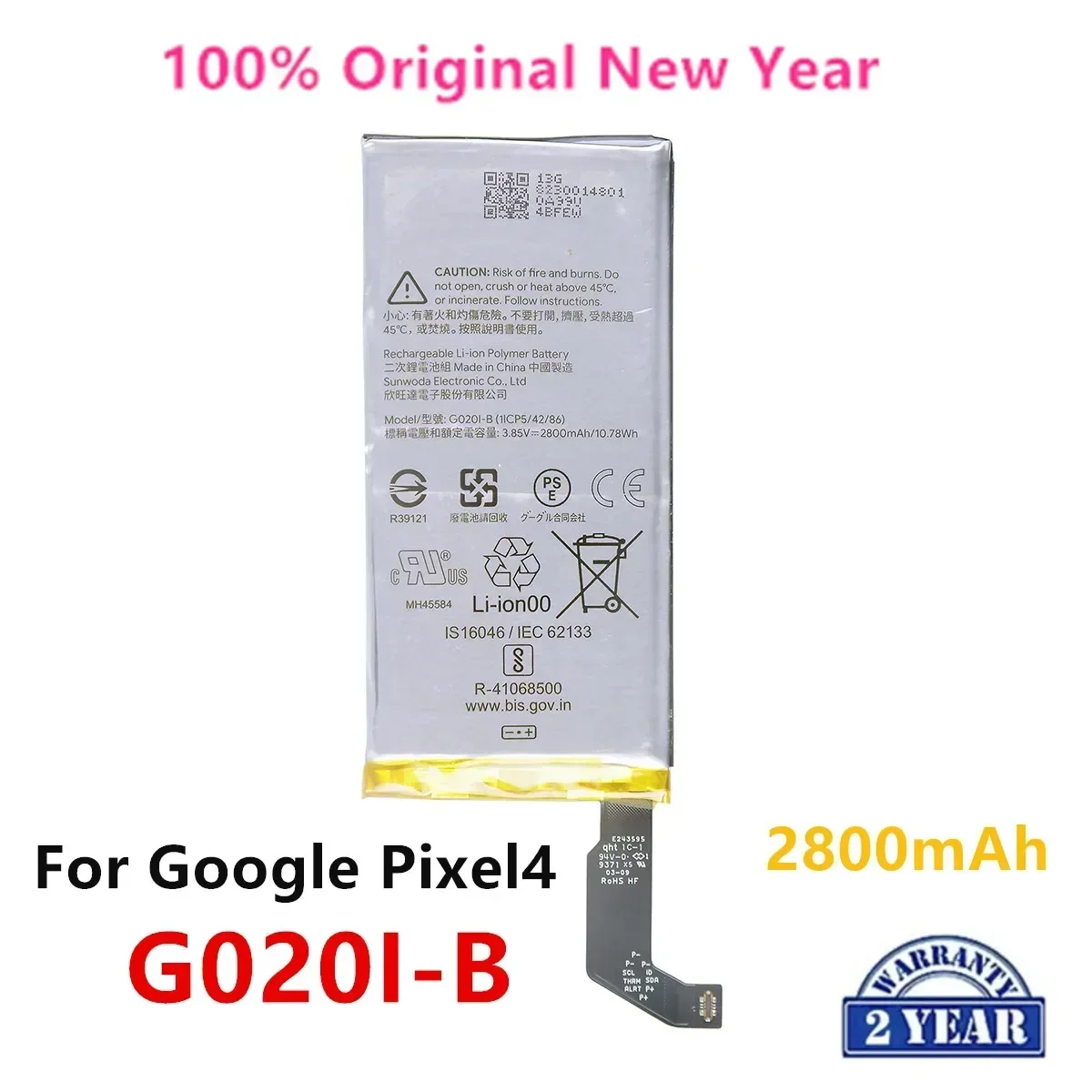 

100% Orginal G020I-B 2800mAh Replacement Battery For Google Pixel 4 Pixel4 Genuine Latest Production Phone Batteries