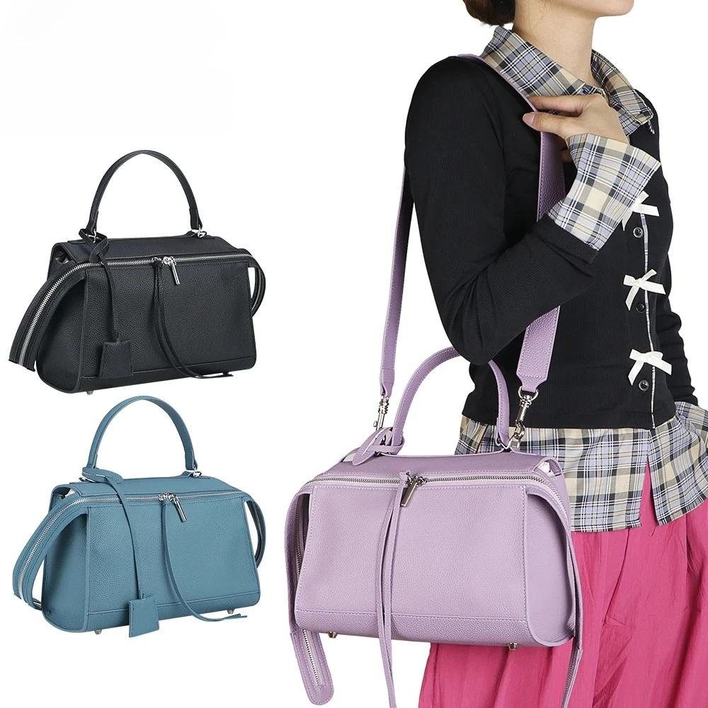 

Luxury Fashion Top-Handle Pouch Bags For Women Solid Color Genuine Leather Shoulder Crossbody Bag Large Capacity Handbag Pouch