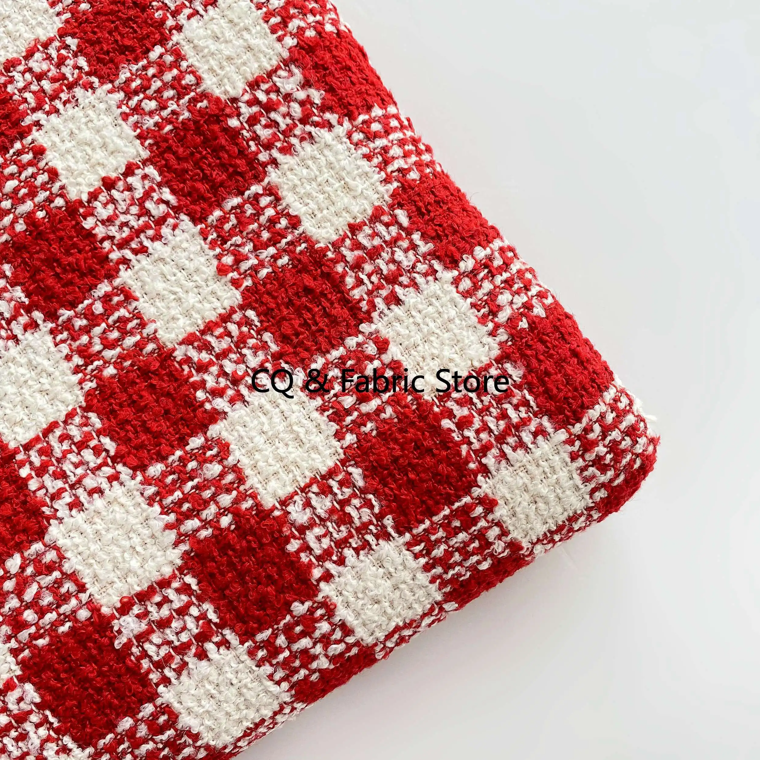 

Рождественский красный клетчатый тканый твид, маленькая ароматная шерстяная ткань, пальто, жилет, ткань для одежды, ткань «сделай сам»