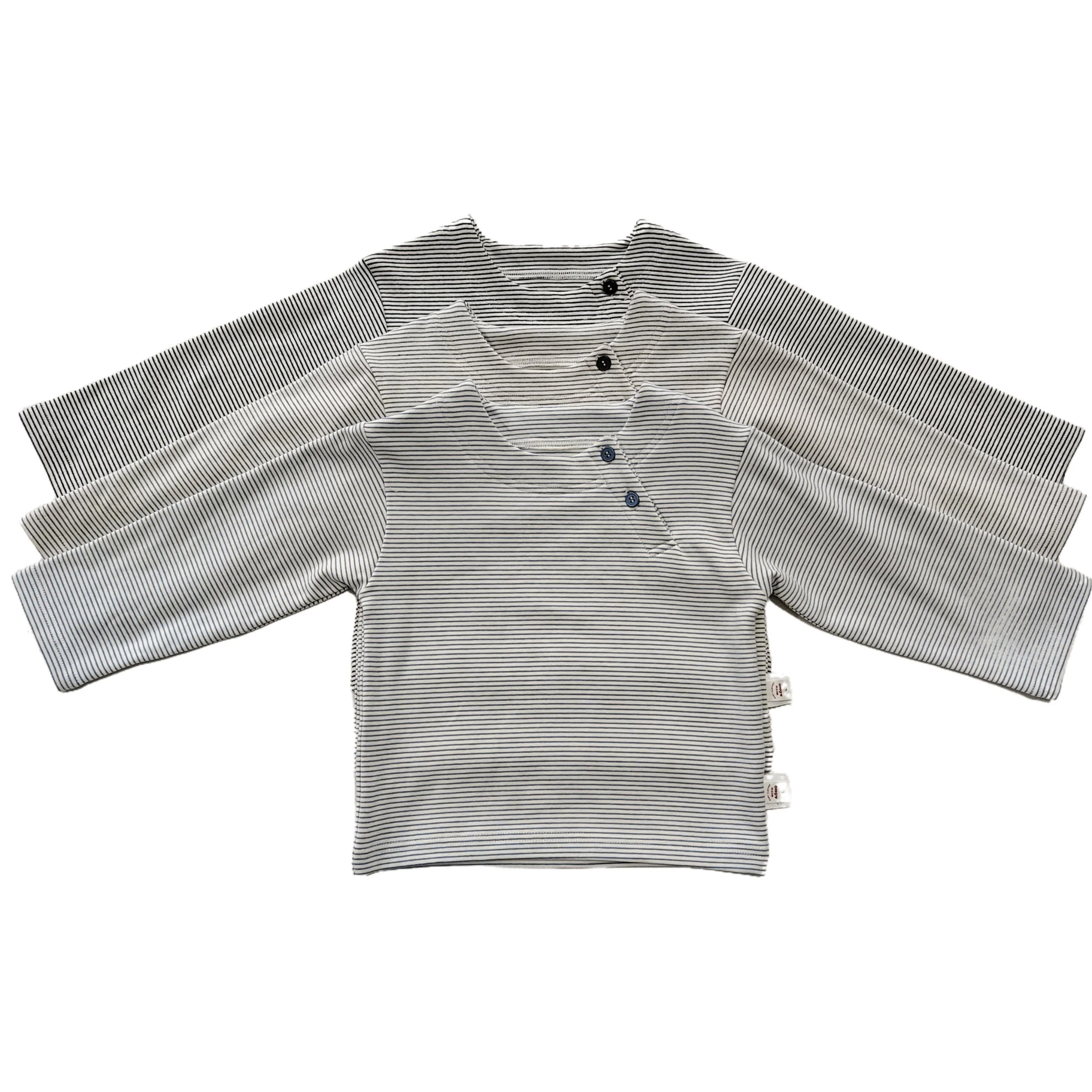 طفل مخطط كم طويل تي شيرت القطن لينة الرضع قاع قميص ربيع الخريف طفل صبي فتاة بلايز ملابس الاطفال الكورية