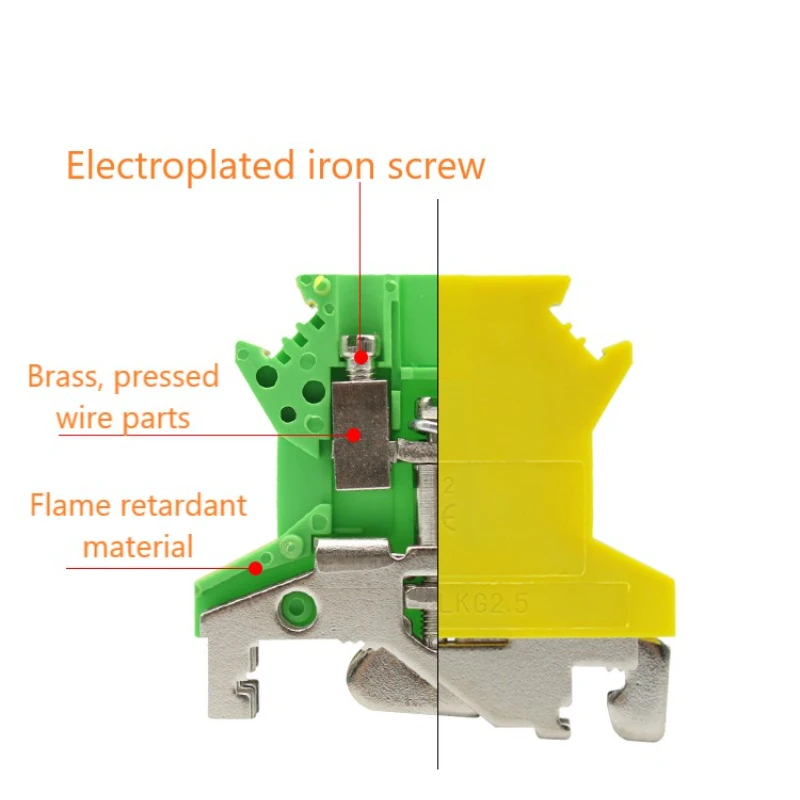 1Pcs USLKG Screw Din Rail Terminal Blocks Ground Earth Universal Class Connector USLKG Wire Conductor