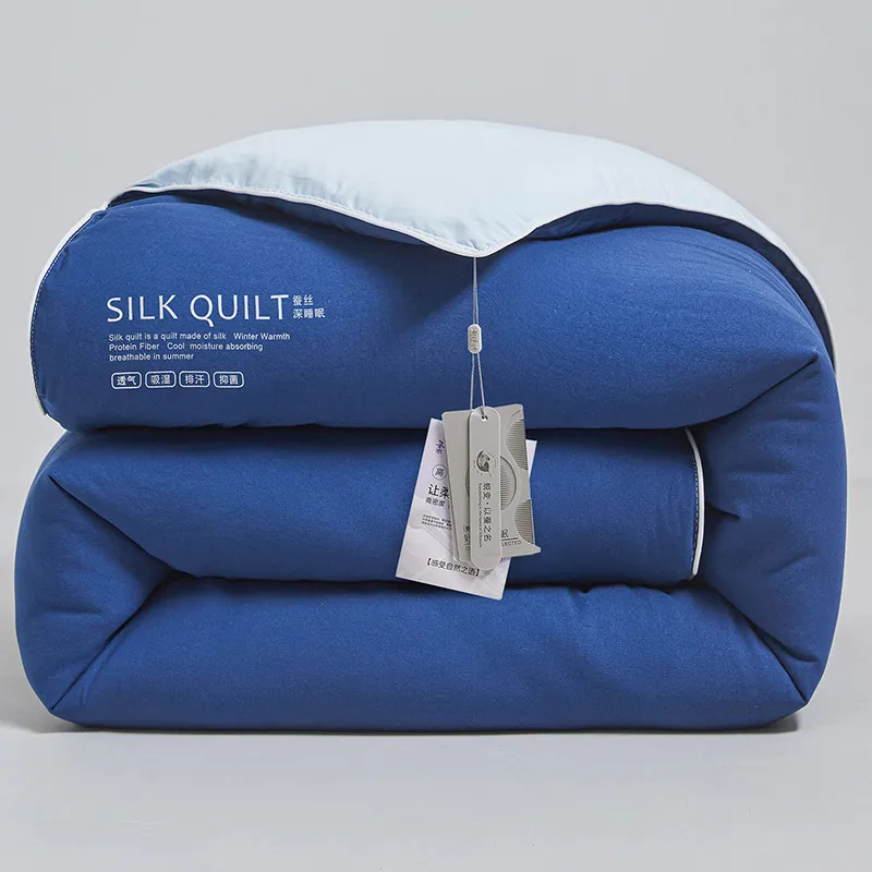 100% Mulberry Silk Duvet Luxury Queen King Size Temperature Control Comforter with Cotton Cover All Seasons Bed Quilt Blanket