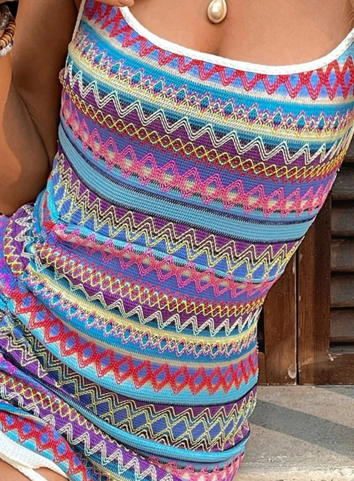 レディース ストライプ柄 タイバック キャミドレス カジュアル ボヘミアン ノースリーブ ショートドレス ビーチ ホリデー バケーション用