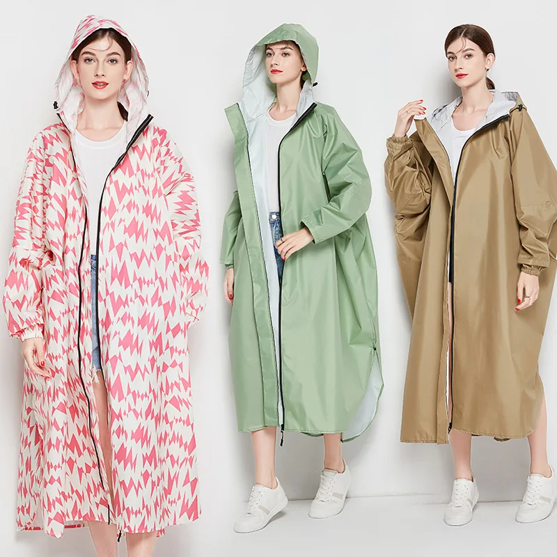 

Plus Size Women Raincoat Waterproof Long Rain Coat Adults Outdoor Hiking Windproof Clock Men Biker Lengthen Rainwear Jacket