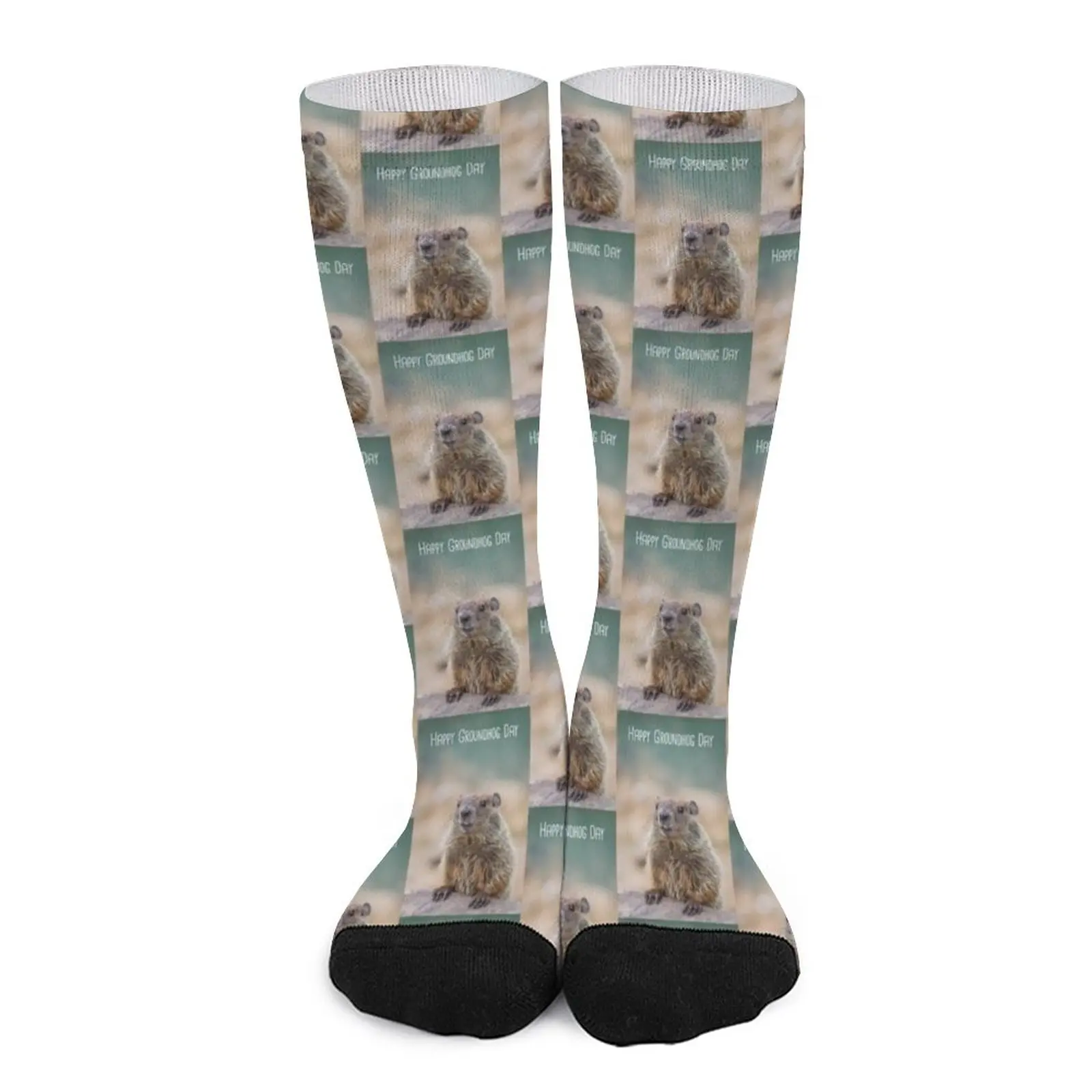 

Happy Groundhog Day adorable little Groundhog with text Socks valentines day gift for boyfriend luxury sock men socks golf