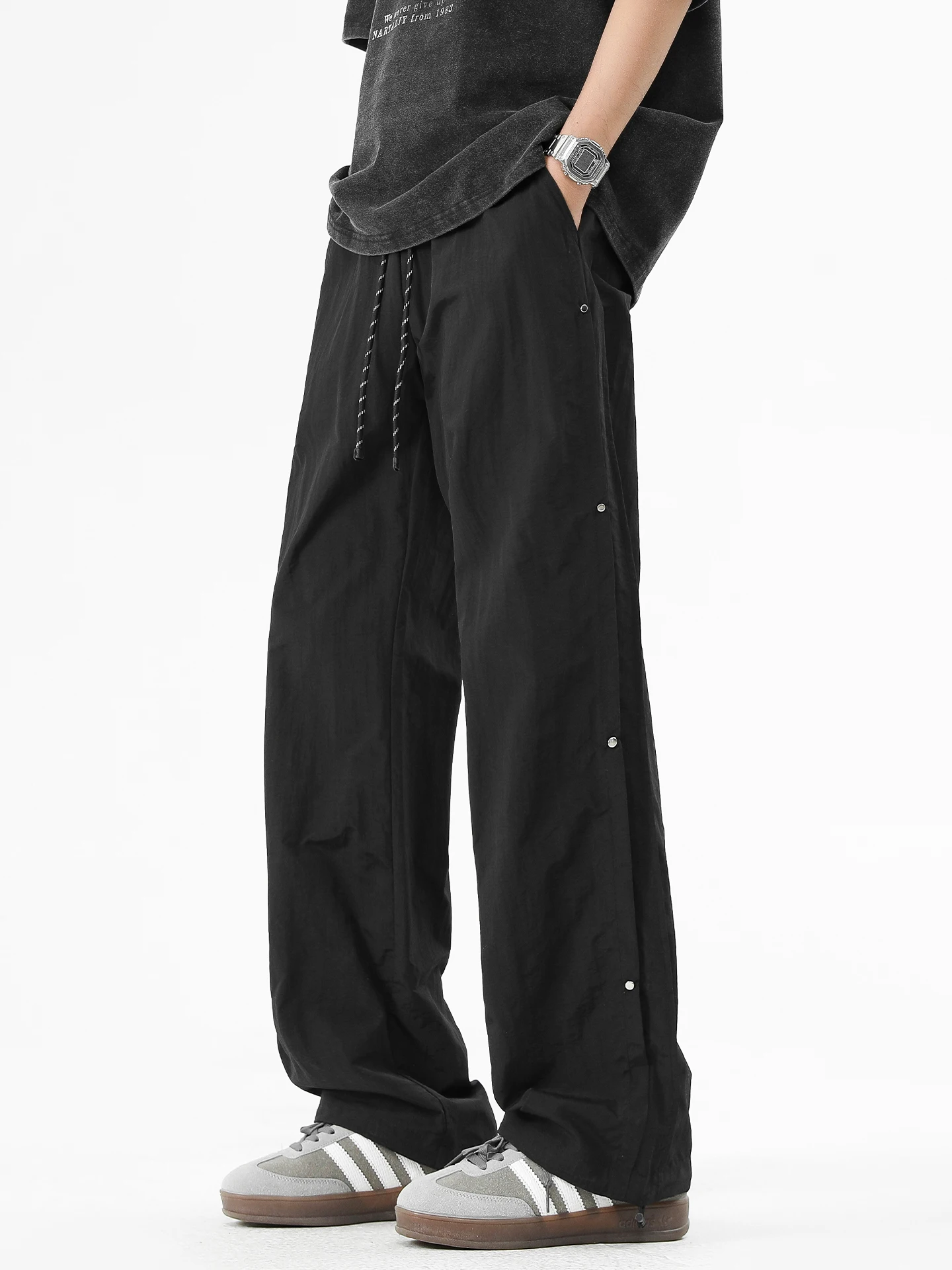 

Bla Straight Leg Spor Casual Pants for Men Spring Autumn New Sle Loose Fit Qui Dry Design Sense Casual Trousers