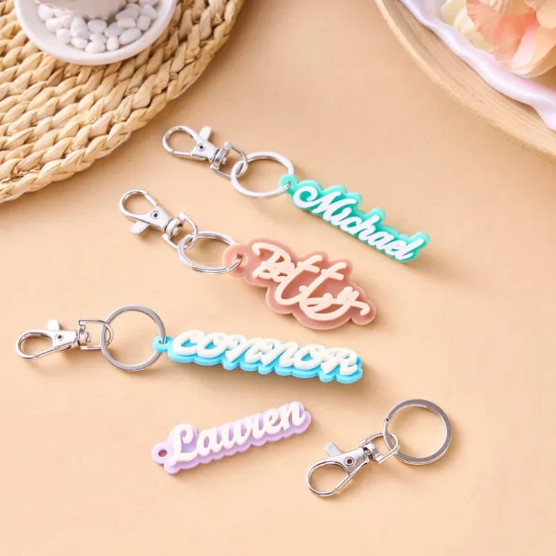 

Customized Name keychain Acrylic Name keychain label, lunch box label, luggage tag, Christmas gift