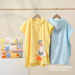 70*140cm coral velvet baby bathrobe Baby hooded absorbent cloak bath towel children's cute cartoon bathrobe