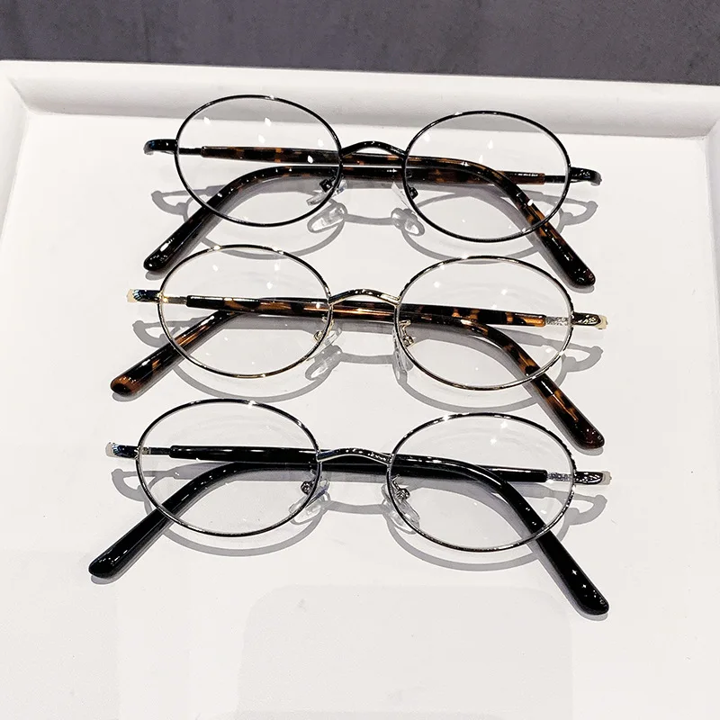 Oval-shaped fashionable metal glasses frame Korean version anti-blue light glasses for women to wear daily