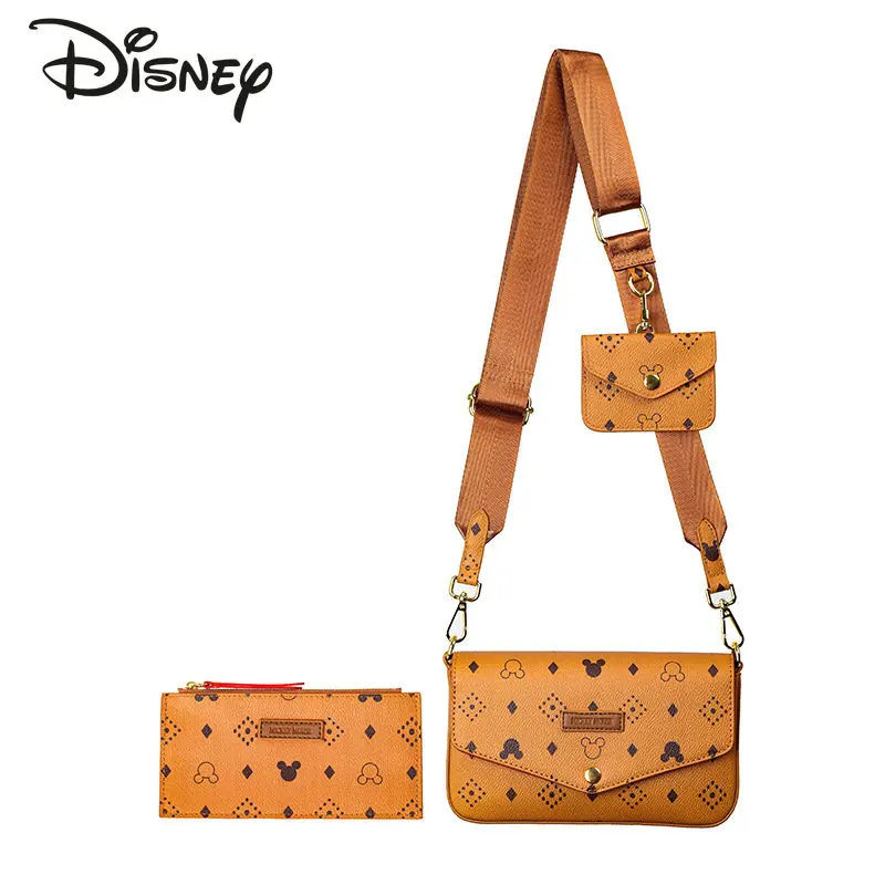 Bolsa Crossbody Disney-Mickey para Mulher, Alta Qualidade, Bolsa Móvel, Alto Sentido, Moda, Original, Nova, 3 em 1