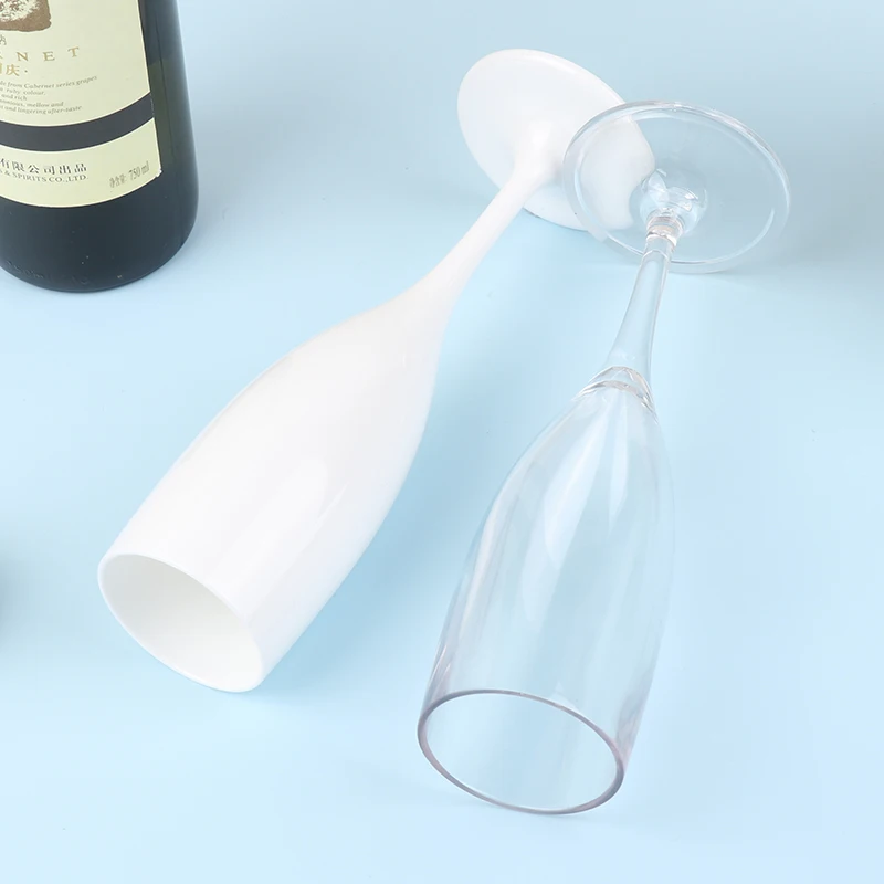 Anti Drop acrílico Champagne Cup, copo de vinho com pés altos, Party e Bar Cup, altamente transparente, branco, 1pc