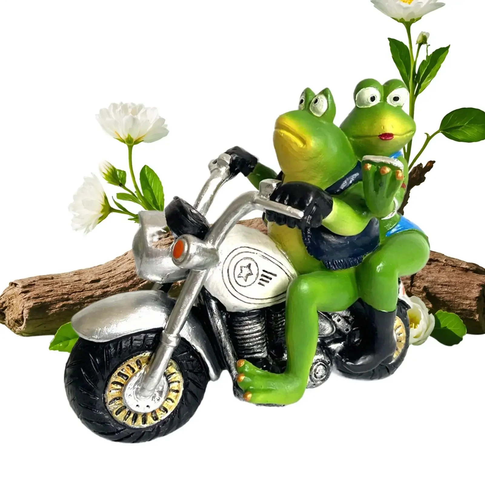 Garden Frogs Couple Motorcycle Statues Resin Frog Couple Theme Garden Statue Decoration Statue Garden Art Ornament