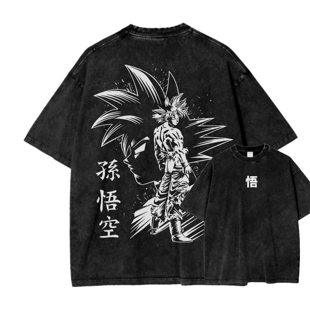 

dragon ball son goku super saiyan vintage washed cotton t shirt men women 2026 summer oversized streetwear