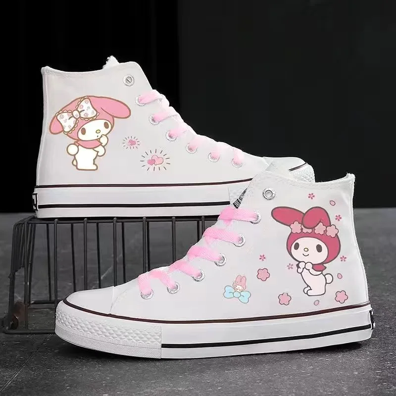 Sanrio Sanrio Kuromi Cartoon Canvas Shoes My Melody Print Cute High Top Couple Sneakers Korean Version Versatile Shoes for Women