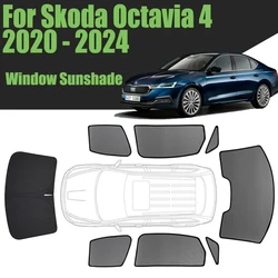 Custom Car Window Sunshade For Skoda Octavia 4 2020 - 2024 Magnetic Curtain Mesh Front Windshield 2021 2022 2023