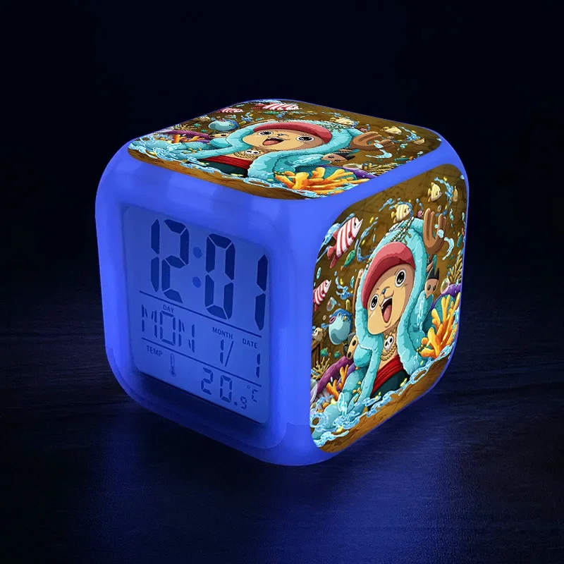 قطعة واحدة لوفي المنبه الرسوم المتحركة الشكل مصباح ليد الساعات الليلية رورونوا زورو الكرتون مكتب ساعة غرفة الطفل الديكور الصبي هدية #5