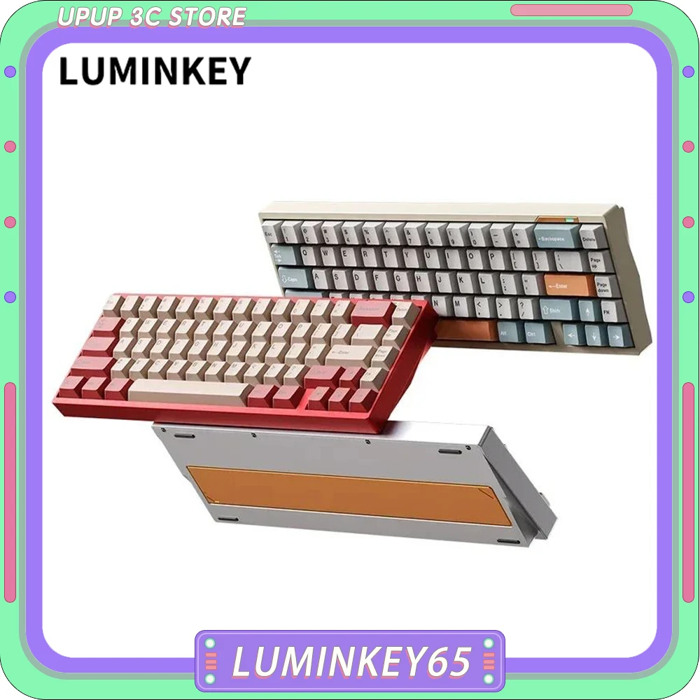 

LUMINKEY65 Mechanical Keyboard Three Mode Low Delay Customized Aluminium Alloy Wireless Gaming Keyboard Hot Swap Pc Gamer Gifts